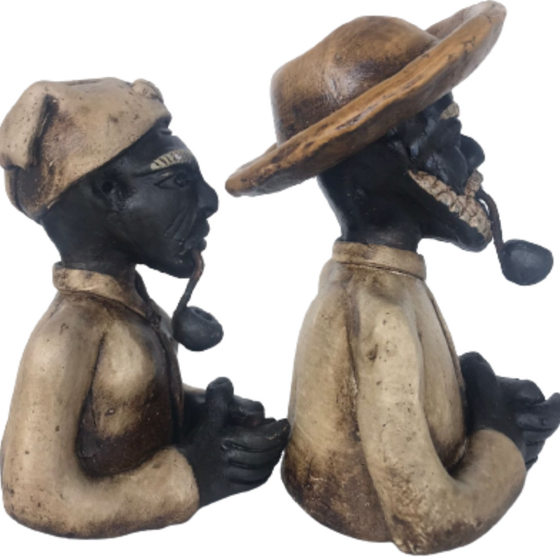 Preto Velho Busto Casal Escravo Colombo de Barro - Arte, Cultura e História Brasileira