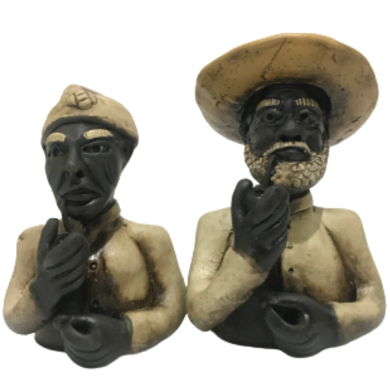 Preto Velho Busto Casal Escravo Colombo de Barro - Arte, Cultura e História Brasileira