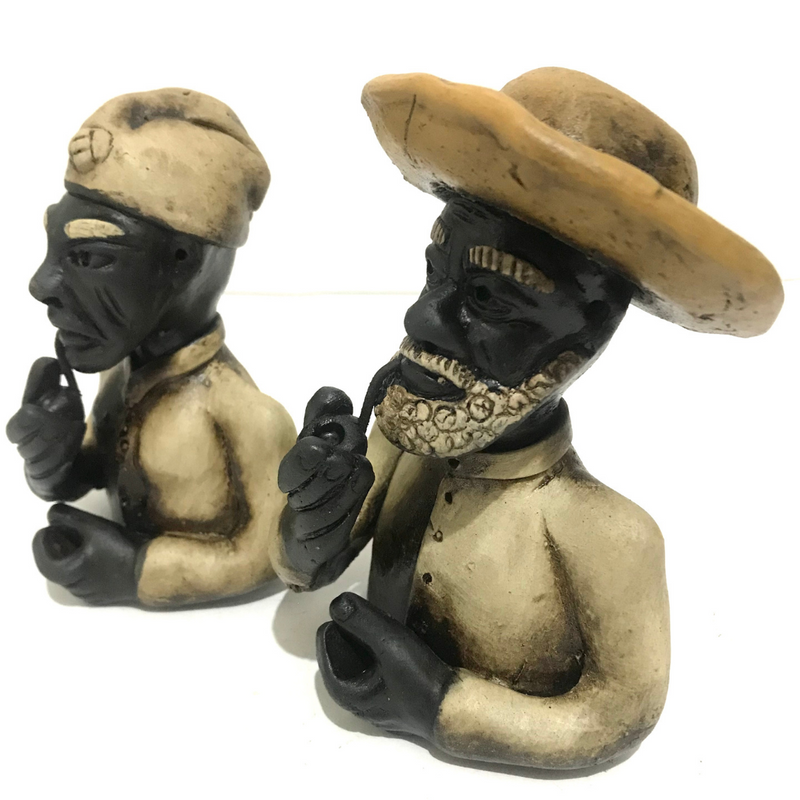 Preto Velho Busto Casal Escravo Colombo de Barro - Arte, Cultura e História Brasileira